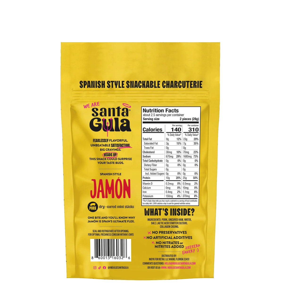 Current jamon Quickies back label